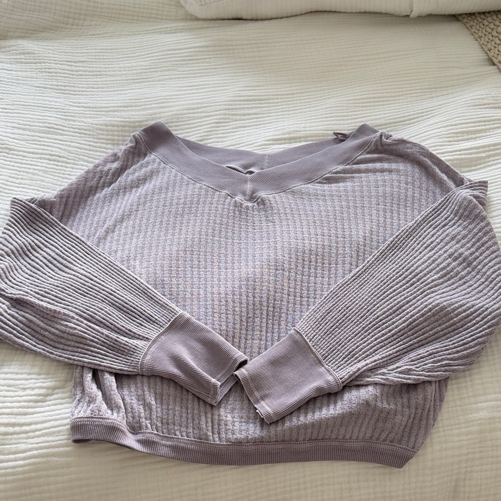 Purple Ribbed Knit Top